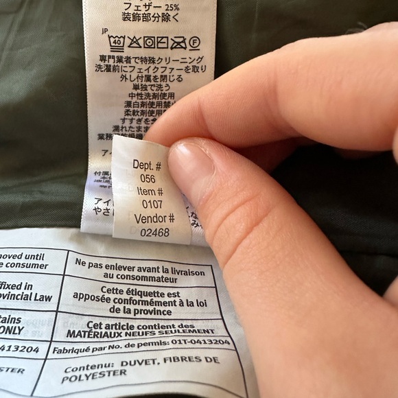 Eddie Bauer winter knee length down jacket, size small, green - Picture 6 of 7